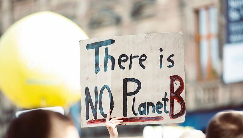 Bild eines Demonstrations Plakates mit der Aufschrift "There is no plant B"