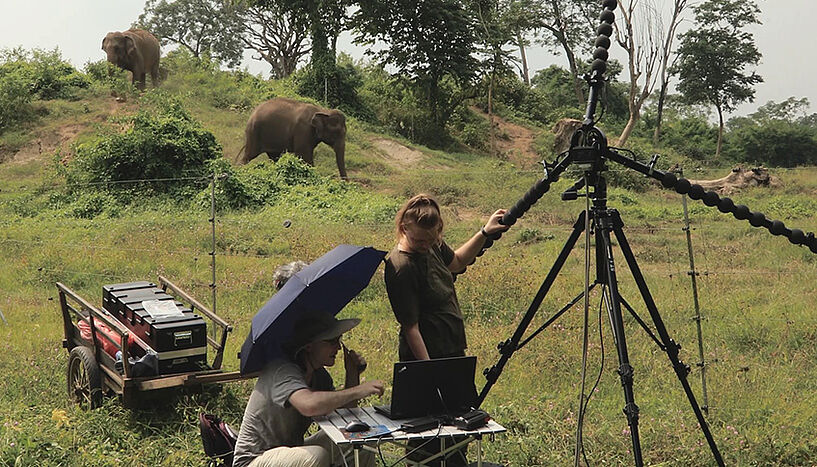 Fig. 3: The scientists handling the acoustic camera