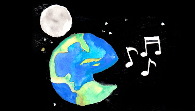 Illustration einer singenden Erde. 